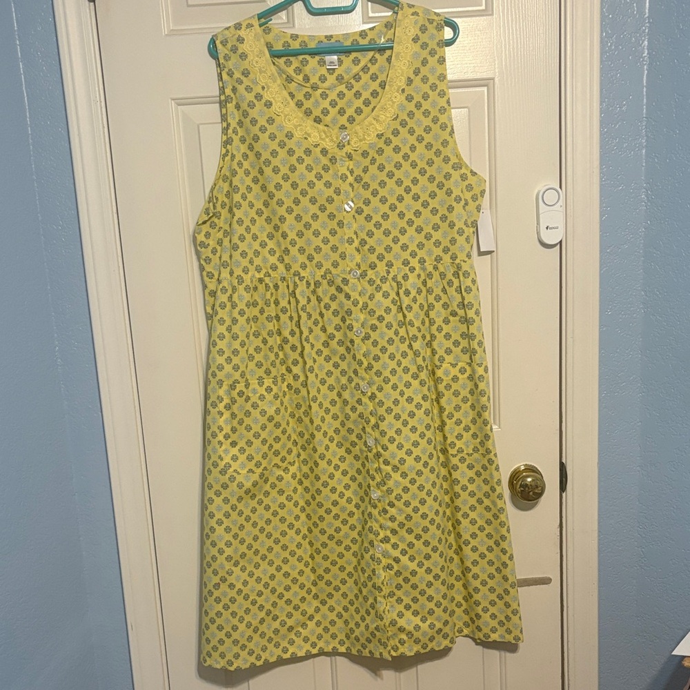Basic Editions Yellow and Blue Midi Dress